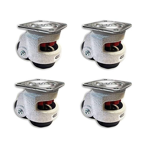 Retractable Leveling Machine Casters, 2,400 lbs Per Set, Pr